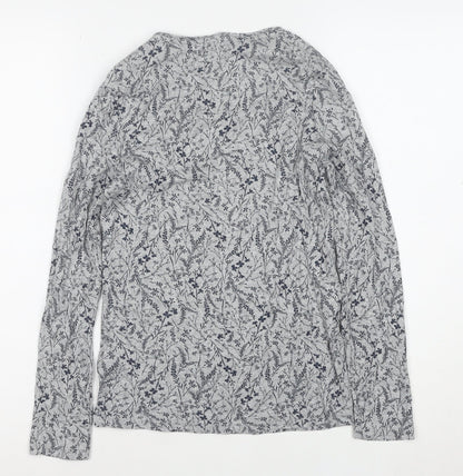 Marks and Spencer Women’s Grey Floral Long Sleeve Cotton T-Shirt Size 8