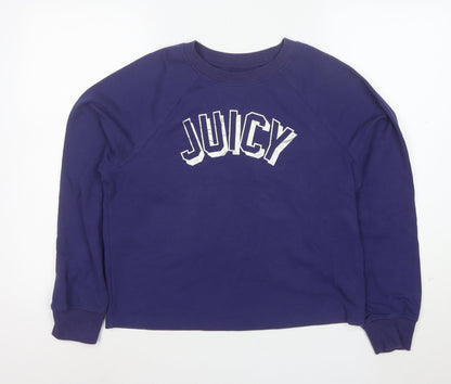 Juicy Couture Women's Blue Pullover Sweatshirt M Logo Casual