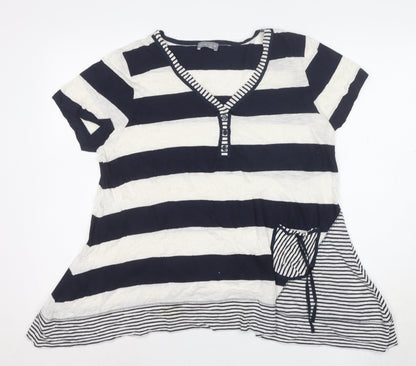 Per Una Women Blue Striped Short Sleeve Tunic T-Shirt Size 20