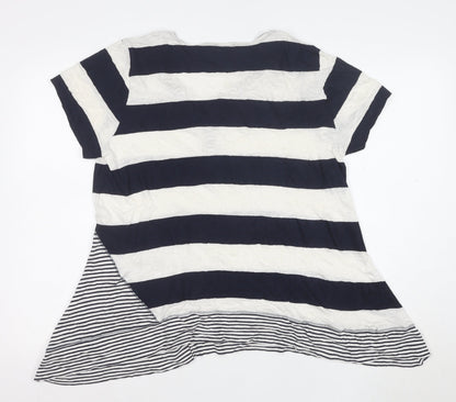 Per Una Women Blue Striped Short Sleeve Tunic T-Shirt Size 20