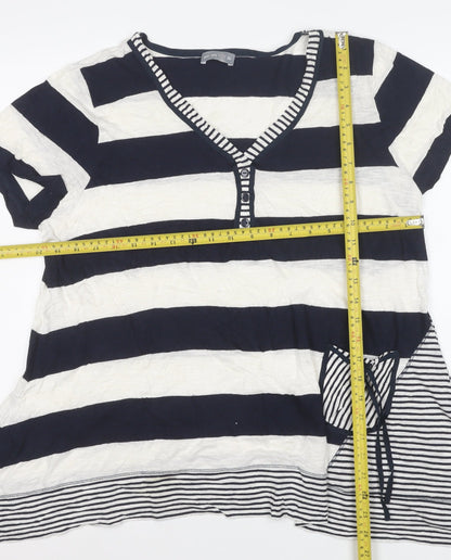 Per Una Women Blue Striped Short Sleeve Tunic T-Shirt Size 20