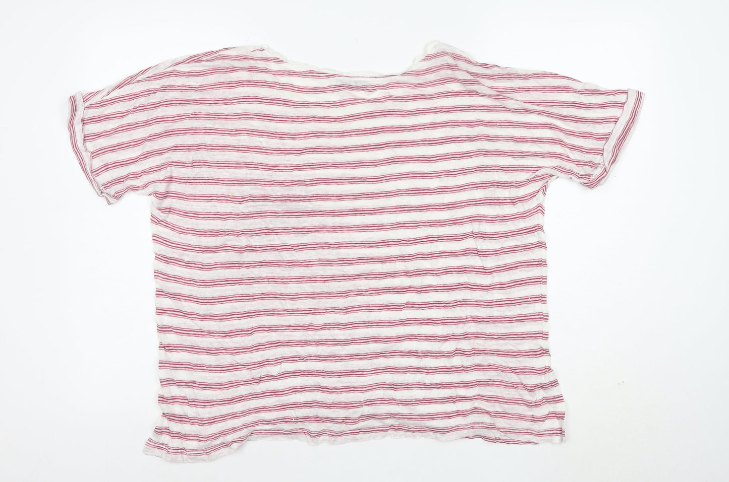 Marks and Spencer Women’s Pink Striped Linen T-Shirt Size 18
