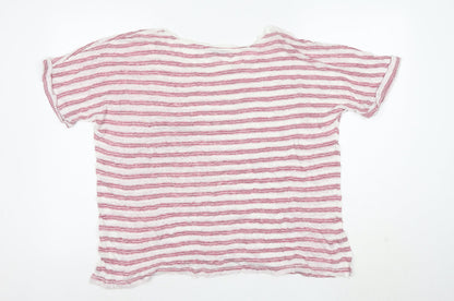 Marks and Spencer Women’s Pink Striped Linen T-Shirt Size 18