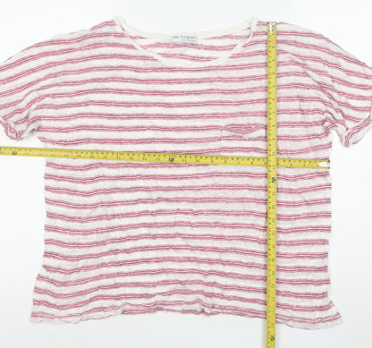 Marks and Spencer Women’s Pink Striped Linen T-Shirt Size 18