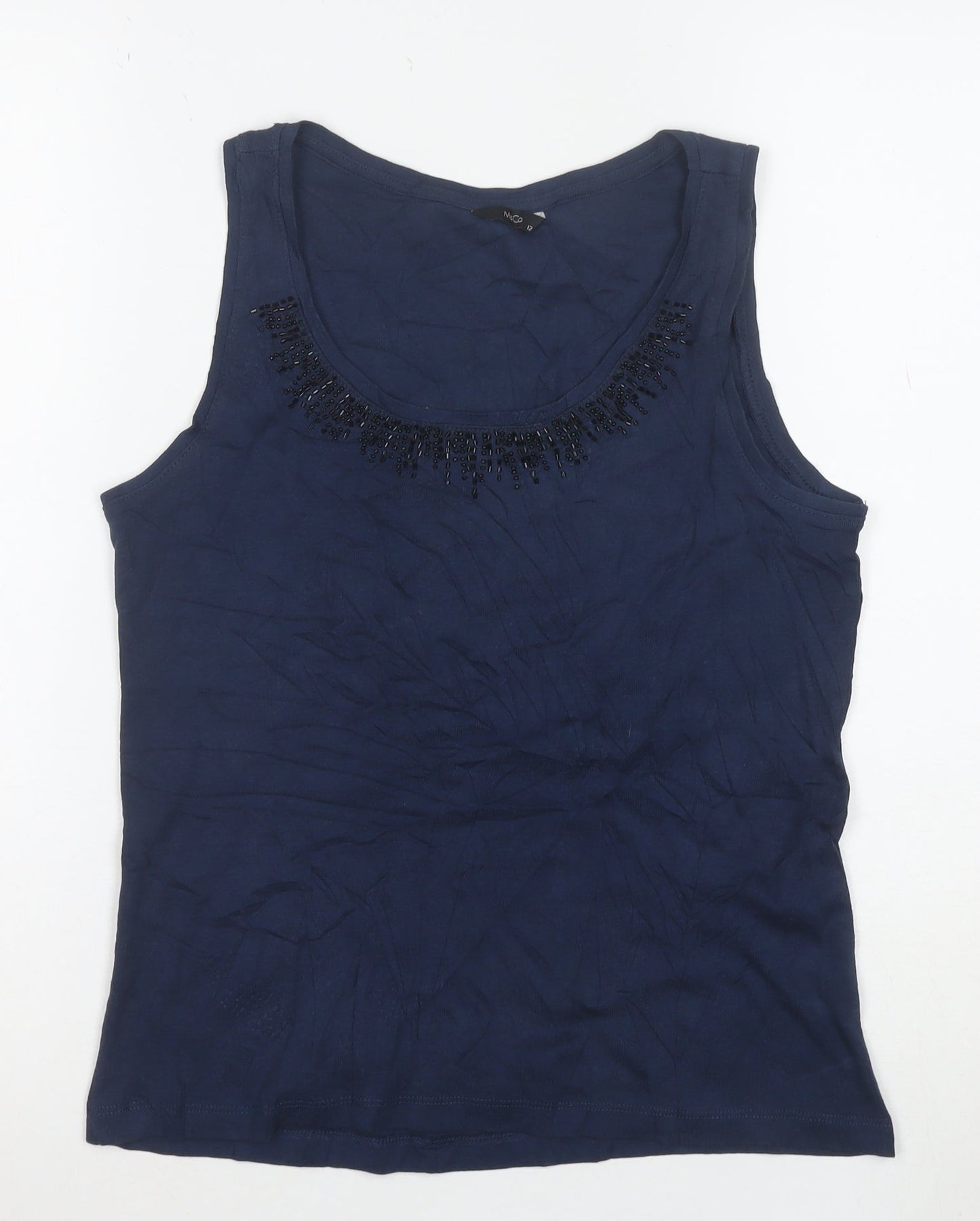 Marks and Spencer Women’s Blue Beaded Cotton Tank Top Size 12