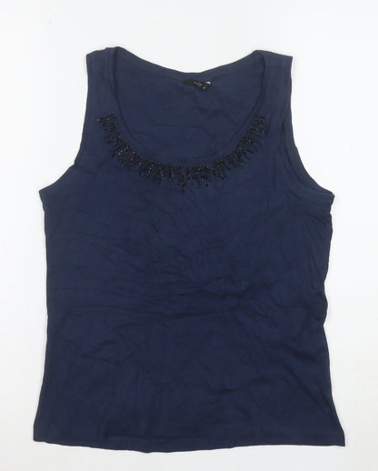 Marks and Spencer Women’s Blue Beaded Cotton Tank Top Size 12