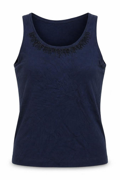 Marks & Spencer Women’s Blue Beaded Cotton Tank Top Size 12