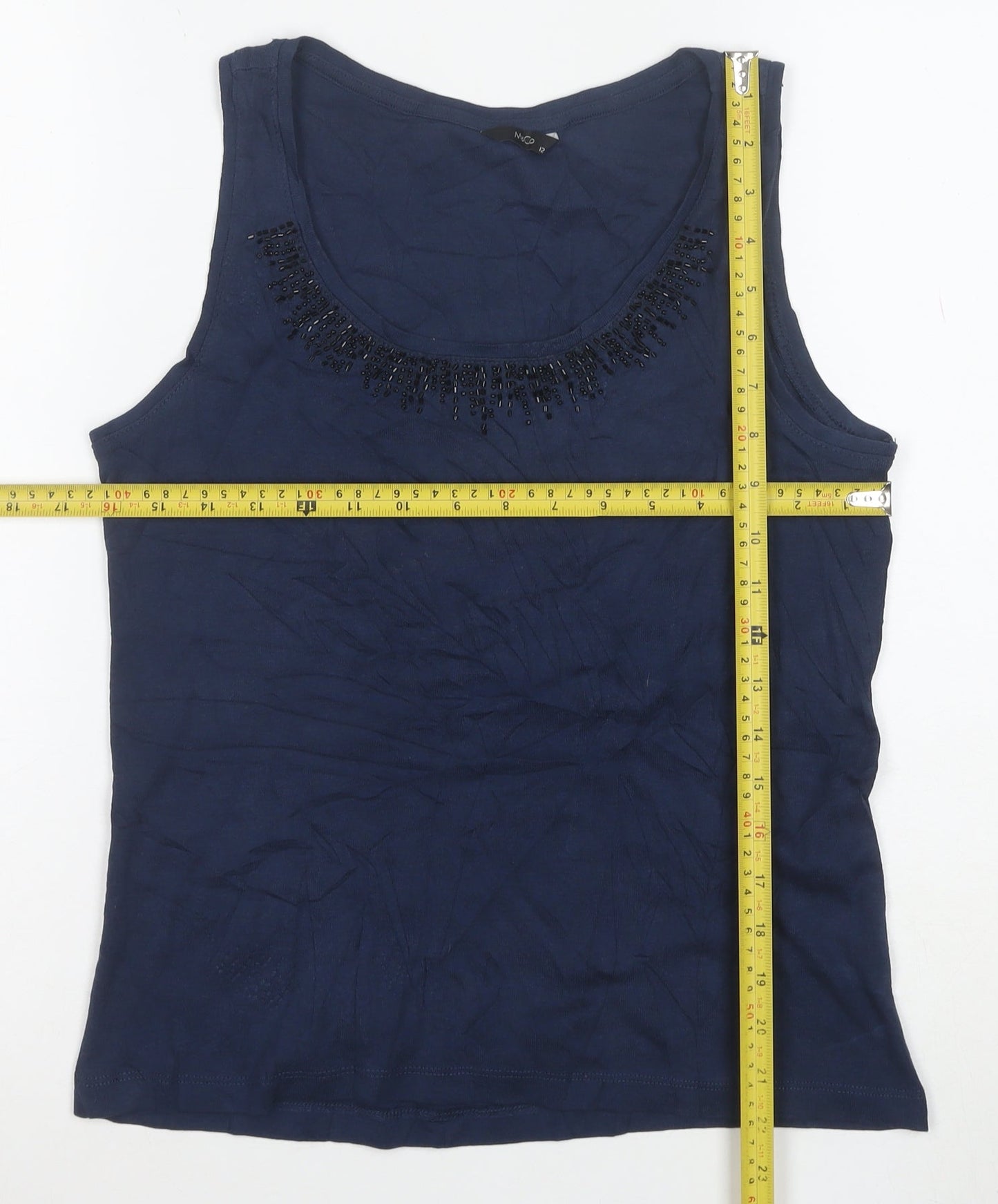 Marks and Spencer Women’s Blue Beaded Cotton Tank Top Size 12