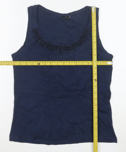 Marks and Spencer Women’s Blue Beaded Cotton Tank Top Size 12