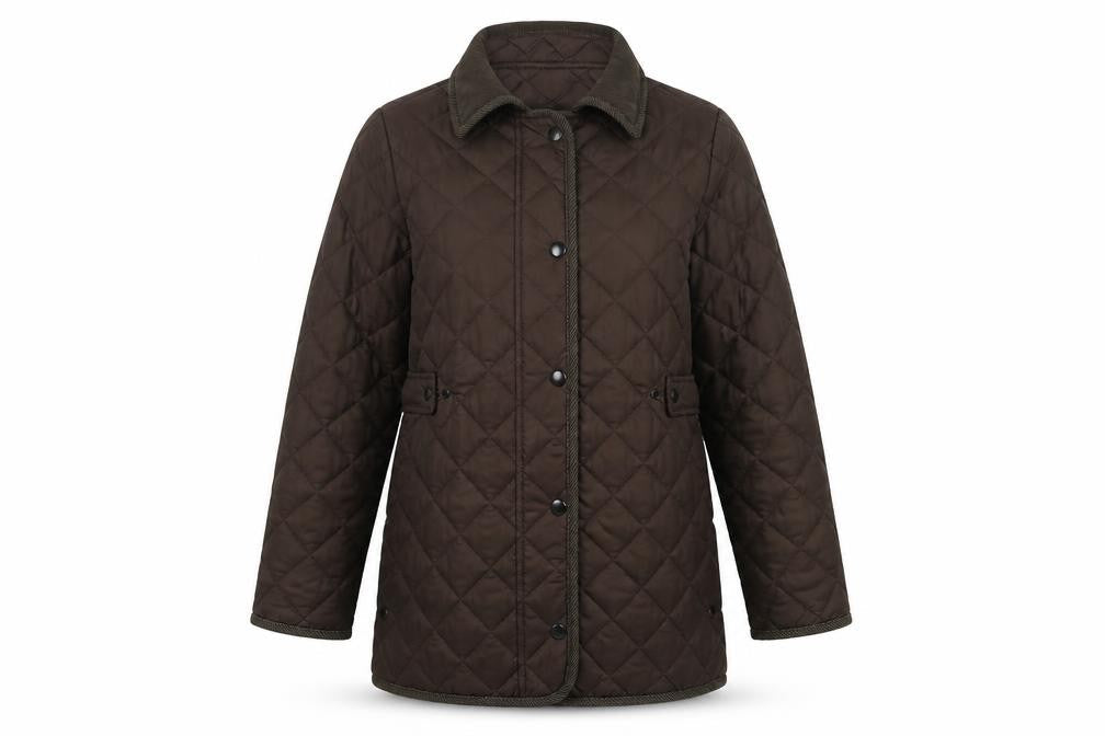 Bronte Women Brown Quilted Mid-Length Outdoor Jacket Size 10
