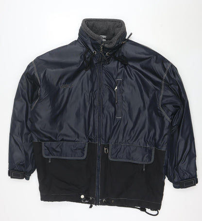 Rodeo Men's Blue 2XL Hooded Parka Jacket Full Zip Windproof