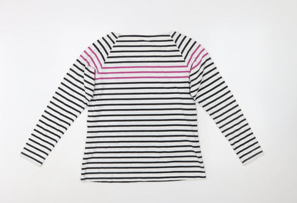 Dash Womens Multicoloured Striped Boat Neck Long Sleeve Cotton T-Shirt Size 12