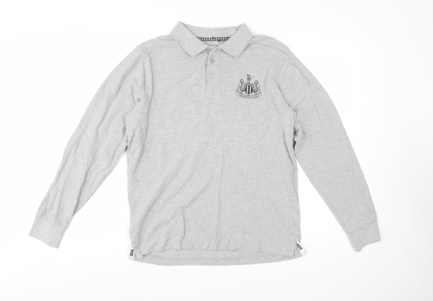 Newcastle United Grey Long Sleeve Polo Shirt Men's Small