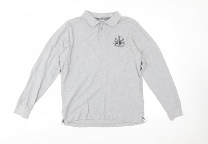 Newcastle United Grey Long Sleeve Polo Shirt Men's Small