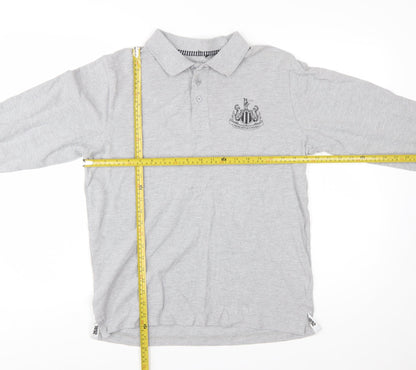 Newcastle United Grey Long Sleeve Polo Shirt Men's Small