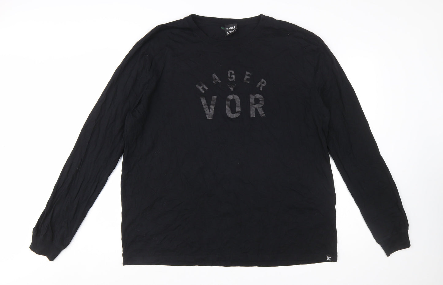 Hager Vor Men's Black 2XL Long Sleeve Graphic Cotton T-Shirt