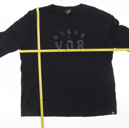 Hager Vor Men's Black 2XL Long Sleeve Graphic Cotton T-Shirt