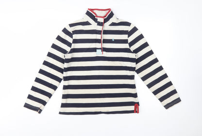 Joules Women’s Navy Stripe Henley Sweatshirt Size 12 Cotton