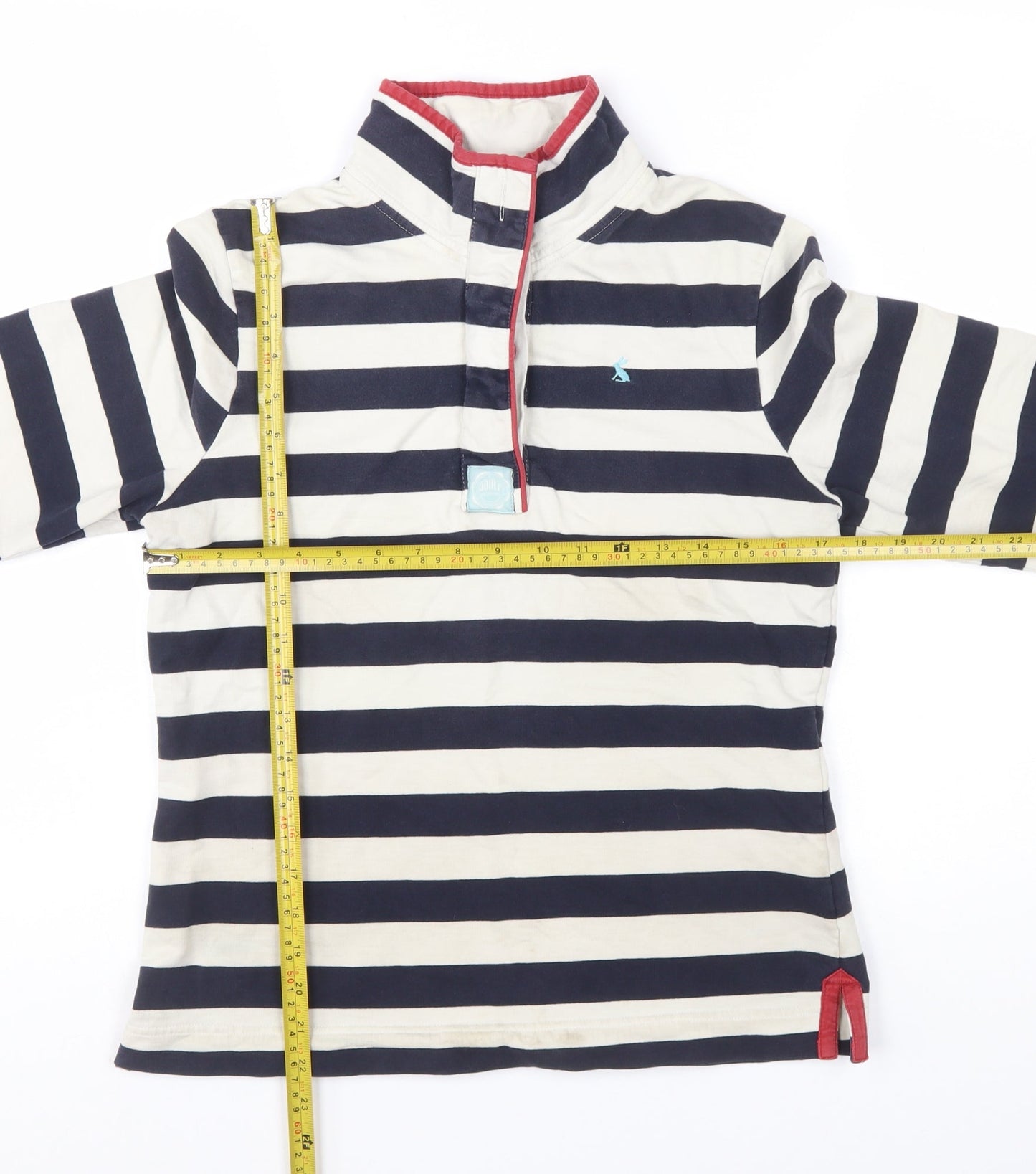 Joules Women’s Navy Stripe Henley Sweatshirt Size 12 Cotton