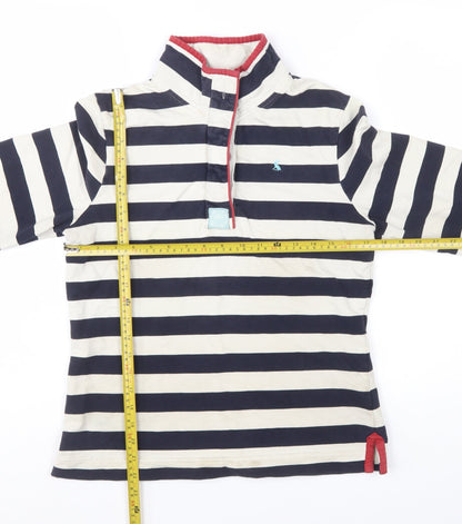 Joules Women’s Navy Stripe Henley Sweatshirt Size 12 Cotton