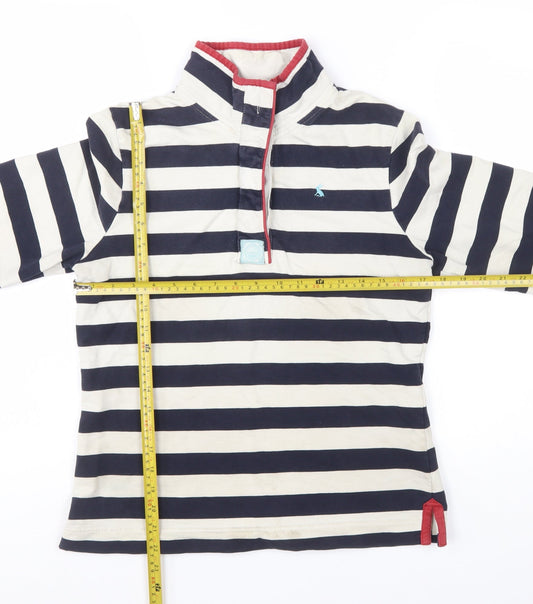 Joules Women’s Navy Stripe Henley Sweatshirt Size 12 Cotton