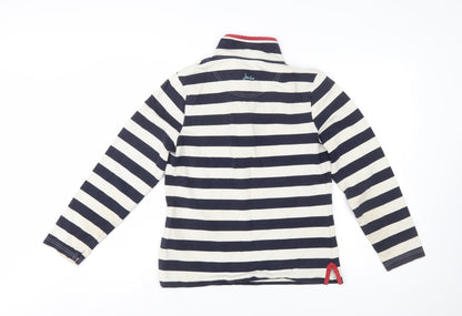 Joules Women’s Navy Stripe Henley Sweatshirt Size 12 Cotton