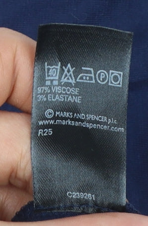 Marks and Spencer Womens Blue Wrap Tie Long Sleeve Blouse Size 16 Plus