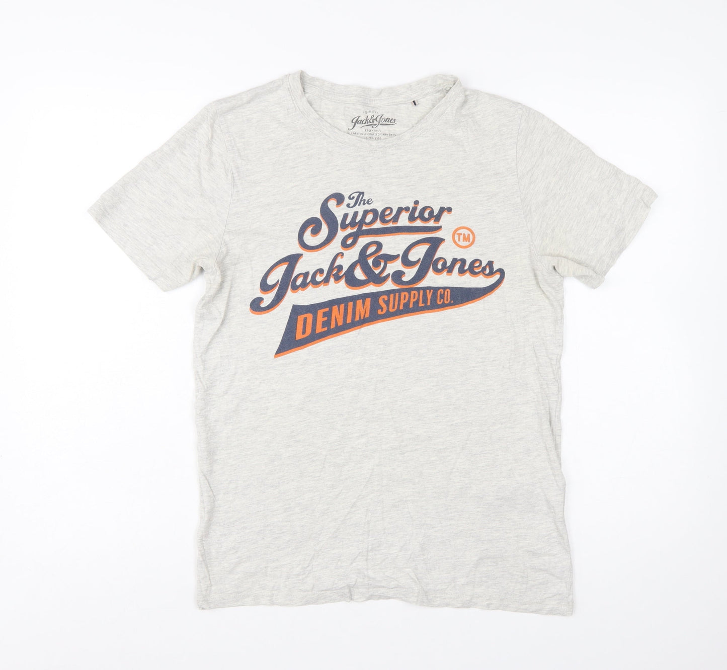 Jack & Jones Men's Grey Graphic Print T-Shirt Size S