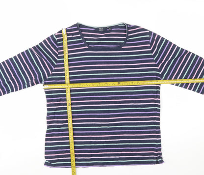Isle Essentials Womens Multicoloured Striped Cotton 3/4 Sleeve Top Size 14
