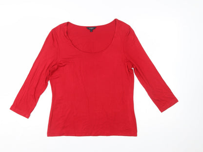 Hobbs Women’s Red 3/4 Sleeve Basic Scoop Neck Jersey Top L