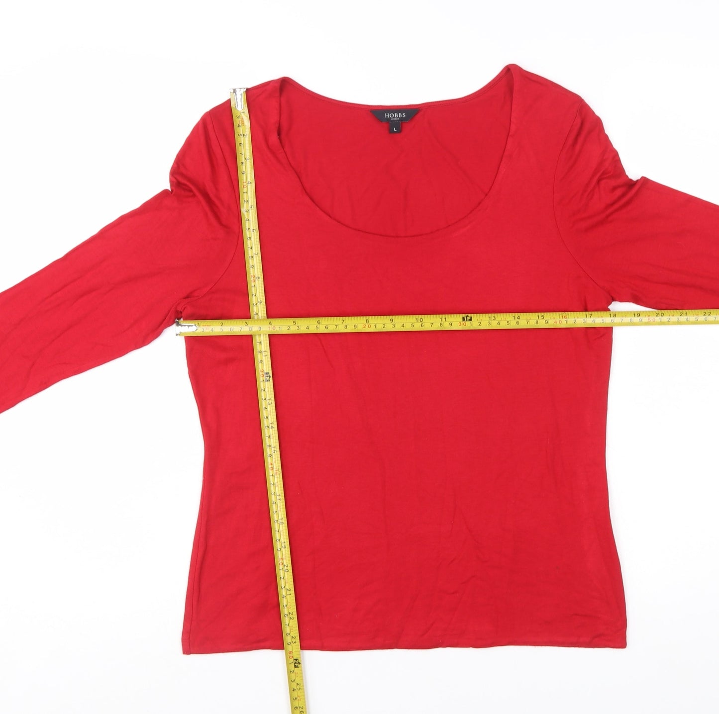 Hobbs Women’s Red 3/4 Sleeve Basic Scoop Neck Jersey Top L