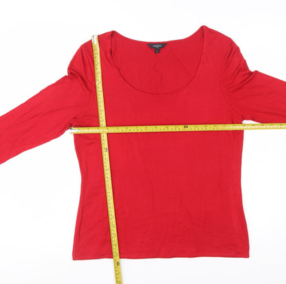 Hobbs Women’s Red 3/4 Sleeve Basic Scoop Neck Jersey Top L