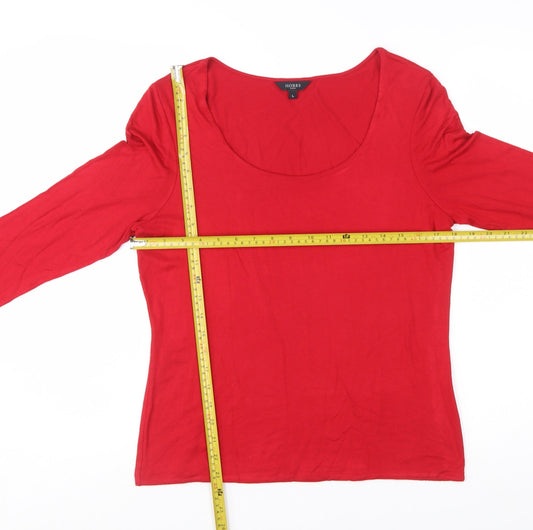 Hobbs Women’s Red 3/4 Sleeve Basic Scoop Neck Jersey Top L