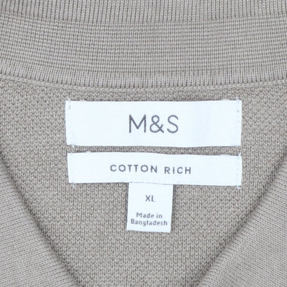 Marks and Spencer Men's Beige Cotton Rich Polo Shirt XL