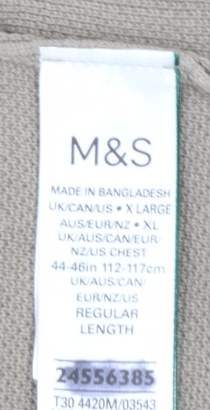 Marks and Spencer Men's Beige Cotton Rich Polo Shirt XL
