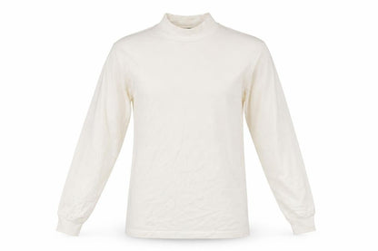 Lands' End Women's Ivory Mock Neck Long Sleeve Cotton Top M