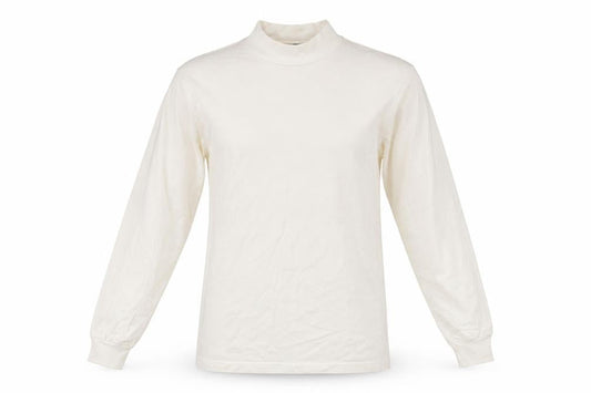 Lands' End Women's Ivory Mock Neck Long Sleeve Cotton Top M