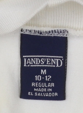 Lands' End Women's Ivory Mock Neck Long Sleeve Cotton Top M