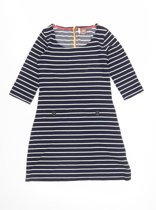 Joules Womens Blue Striped Shift Dress Size 10 3/4 Sleeve
