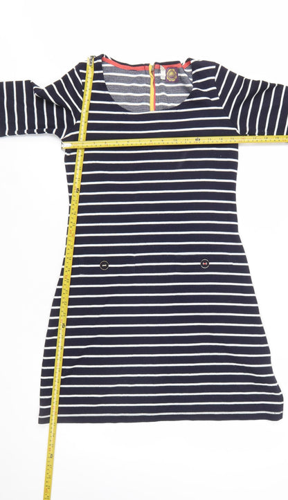 Joules Womens Blue Striped Shift Dress Size 10 3/4 Sleeve