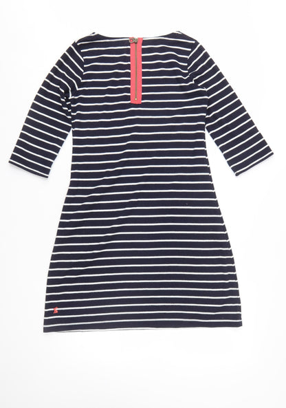 Joules Womens Blue Striped Shift Dress Size 10 3/4 Sleeve