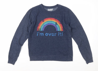 Batch1 Women's Blue Rainbow Graphic Pullover Sweatshirt Medium