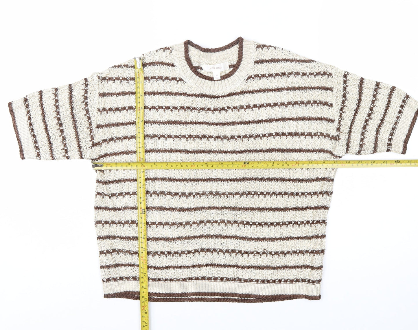 Marks and Spencer Per Una Women’s Beige Striped Knit Jumper M