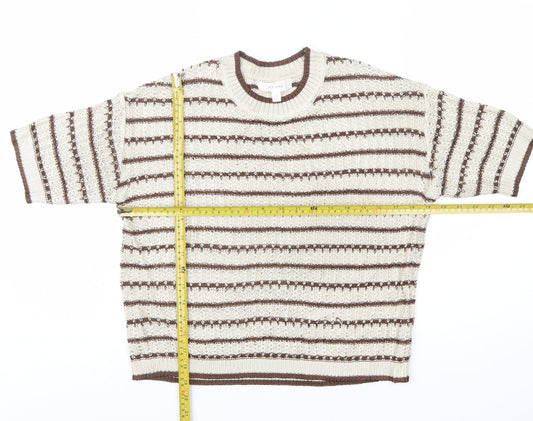 Marks and Spencer Per Una Women’s Beige Striped Knit Jumper M