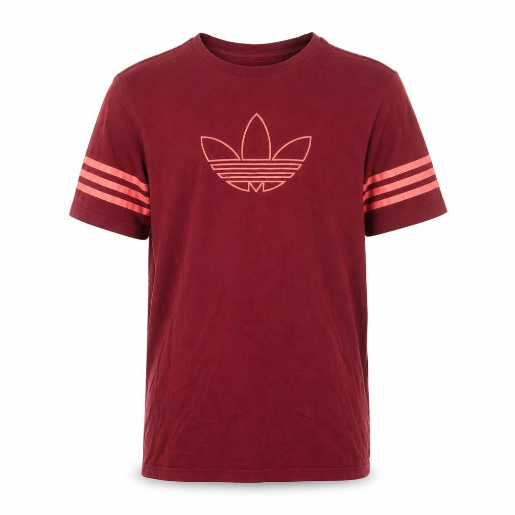 Front view of Adidas boys’ red short sleeve crew neck cotton t-shirt 14-15 years