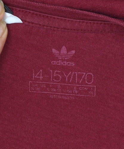 Adidas Boys Red Short Sleeve Crew Neck Cotton T-Shirt 14-15 Years
