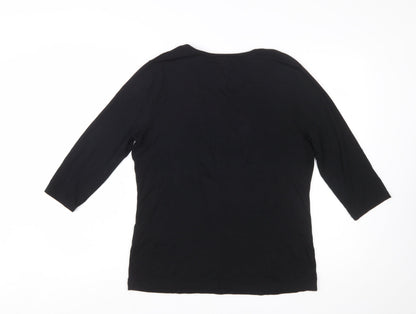 Basler Women's Black 3/4 Sleeve Rhinestone Jersey T-Shirt Size 14