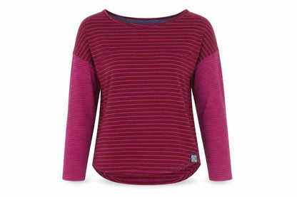 Weird Fish Women's Purple Striped Long Sleeve Jersey Top Size 12