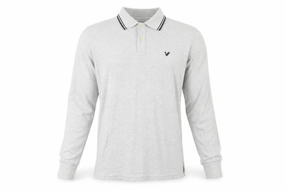 American Eagle Men's Grey Slim Fit Long Sleeve Polo Shirt M