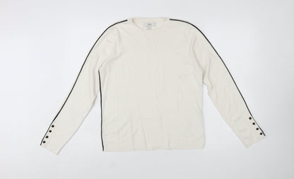 Marks and Spencer Women Ivory Knit Button Sleeve Jumper Size 16